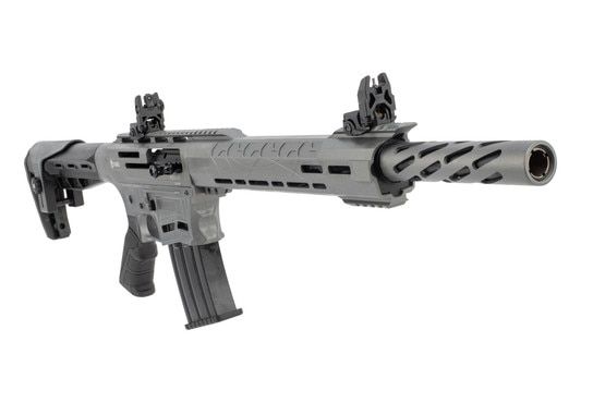 Citadel Boss 25 12 Gauge Shotgun in Tungsten features a slotted handguard